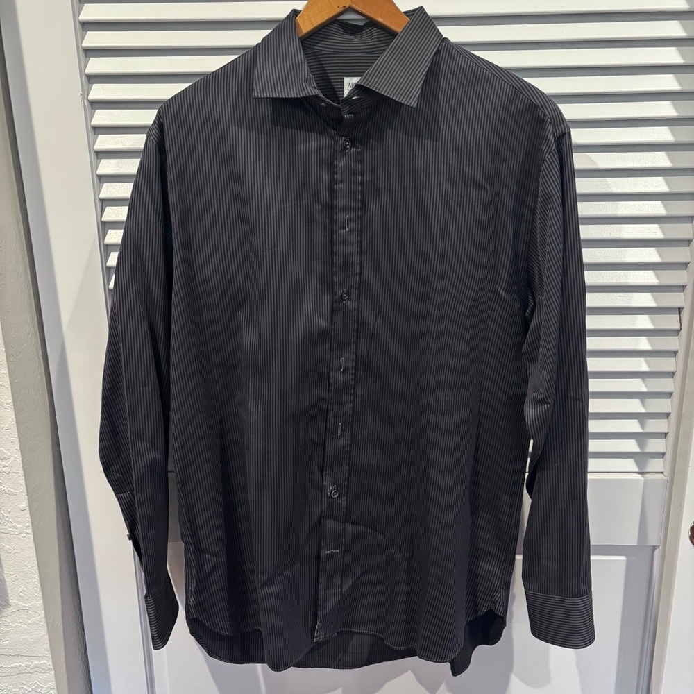 MENS ARMANI COLLEZIONI LONG SLEEVE BLACK BUTTON DOWN DRESS SHIRT SIZE 42/16.5